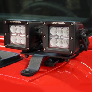 Jeep Wrangler Light Mounts - Windshield Cowl - Go Rhino - XE - Textured Black - `18-`20